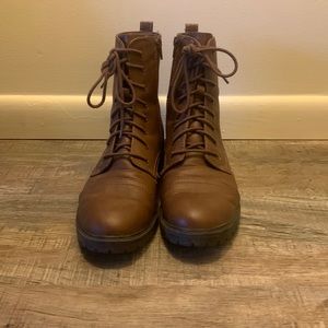 Brown combat boots